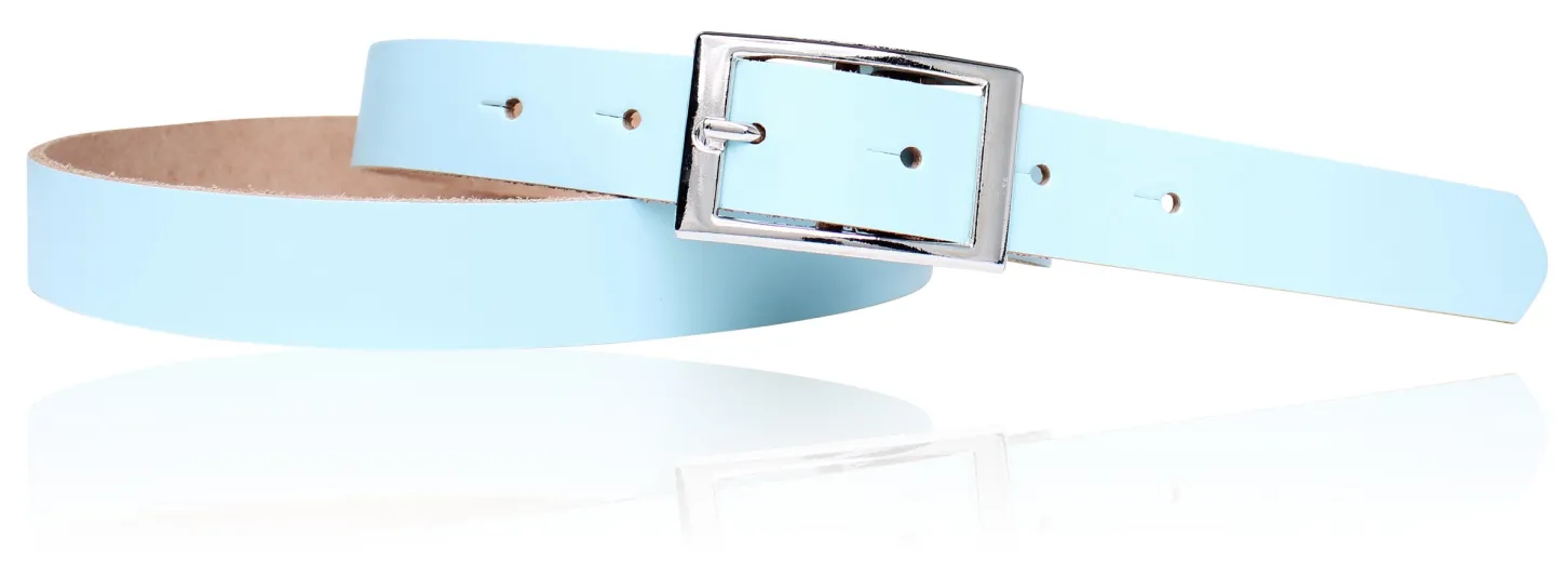 Günstiger Damen Ledergürtel 2,5 cm, silberne Gürtelschnalle, echt Leder