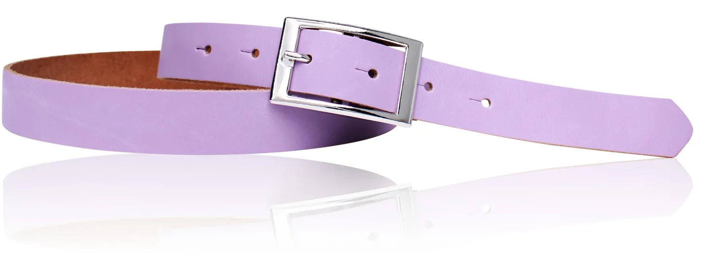 Günstiger Damen Ledergürtel 2,5 cm, silberne Gürtelschnalle, echt Leder