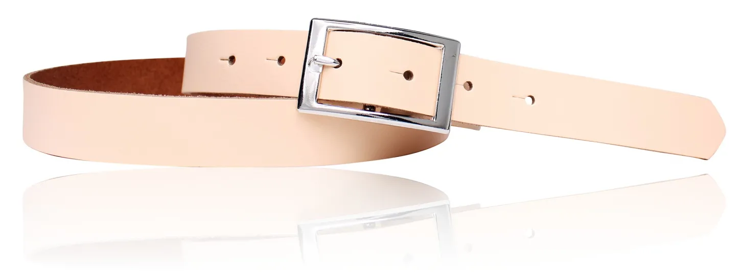 Günstiger Damen Ledergürtel 2,5 cm, silberne Gürtelschnalle, echt Leder