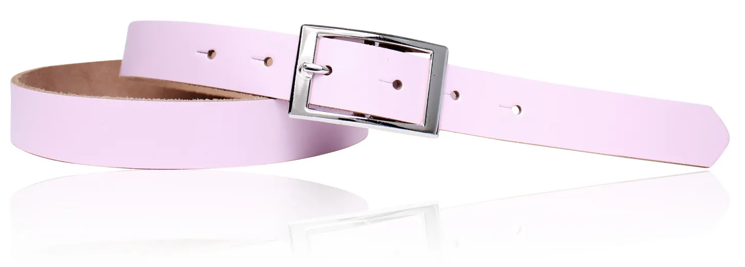 Günstiger Damen Ledergürtel 2,5 cm, silberne Gürtelschnalle, echt Leder