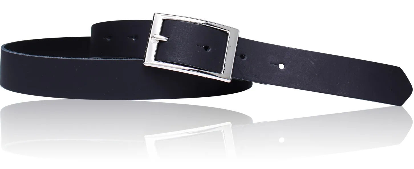 Günstiger Damen Ledergürtel 2,5 cm, silberne Gürtelschnalle, echt Leder