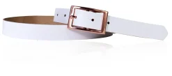Günstiger Damen Ledergürtel 2,5 cm, roségoldene Gürtelschnalle, echt Leder