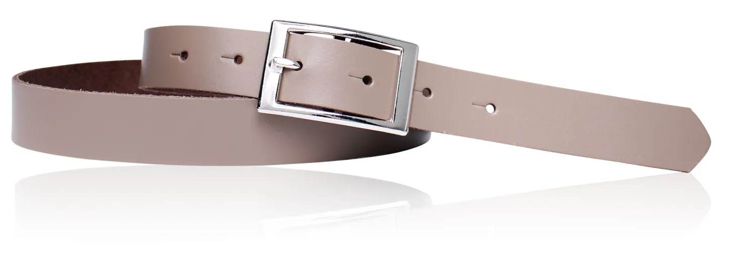 Günstiger Damen Ledergürtel 2,5 cm, silberne Gürtelschnalle, echt Leder