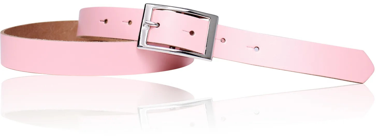 Günstiger Damen Ledergürtel 2,5 cm, silberne Gürtelschnalle, echt Leder