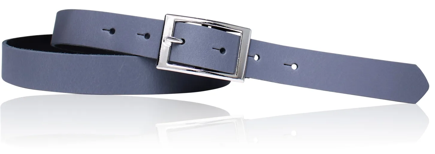Günstiger Damen Ledergürtel 2,5 cm, silberne Gürtelschnalle, echt Leder