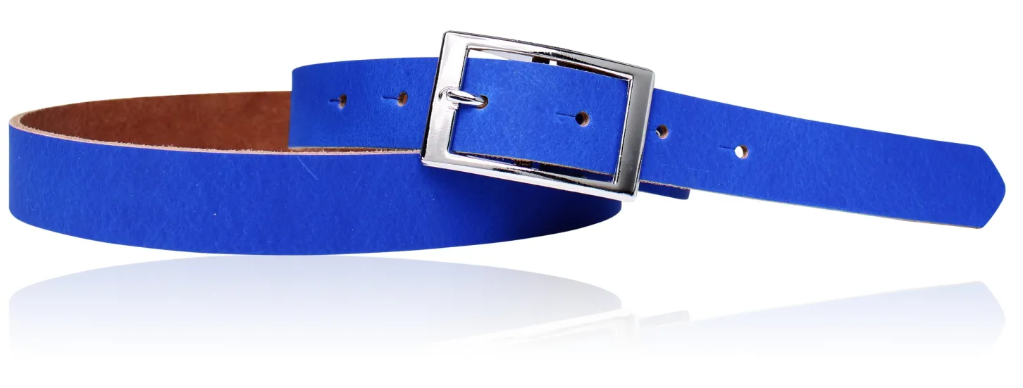 Günstiger Damen Ledergürtel 2,5 cm, silberne Gürtelschnalle, echt Leder