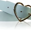 GOLDHERZ Herz Damen Ledergürtel 3,5cm, goldene Herz Gürtelschnalle, echt Leder