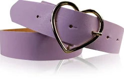 GOLDHERZ Herz Damen Ledergürtel 3,5cm, goldene Herz Gürtelschnalle, echt Leder