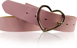GOLDHERZ Herz Damen Ledergürtel 3,5cm, goldene Herz Gürtelschnalle, echt Leder