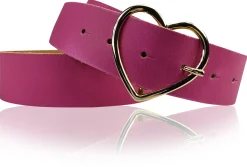 GOLDHERZ Herz Damen Ledergürtel 3,5cm, goldene Herz Gürtelschnalle, echt Leder