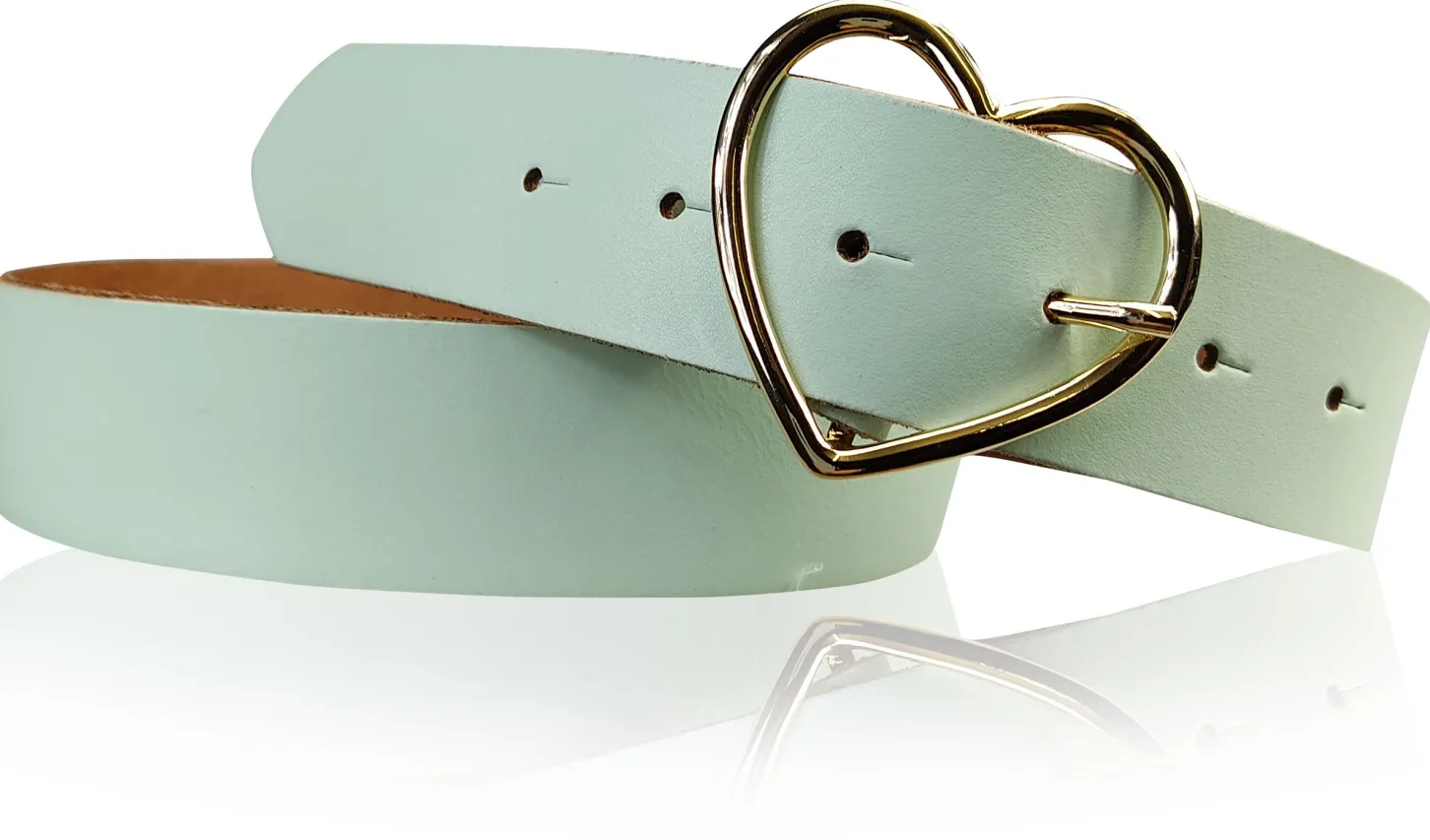 GOLDHERZ Herz Damen Ledergürtel 3,5cm, goldene Herz Gürtelschnalle, echt Leder
