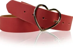 GOLDHERZ Herz Damen Ledergürtel 3,5cm, goldene Herz Gürtelschnalle, echt Leder