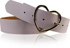 GOLDHERZ Herz Damen Ledergürtel 3,5cm, goldene Herz Gürtelschnalle, echt Leder