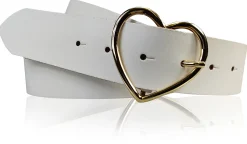 GOLDHERZ Herz Damen Ledergürtel 3,5cm, goldene Herz Gürtelschnalle, echt Leder