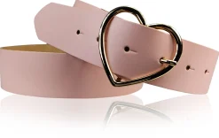 GOLDHERZ Herz Damen Ledergürtel 3,5cm, goldene Herz Gürtelschnalle, echt Leder