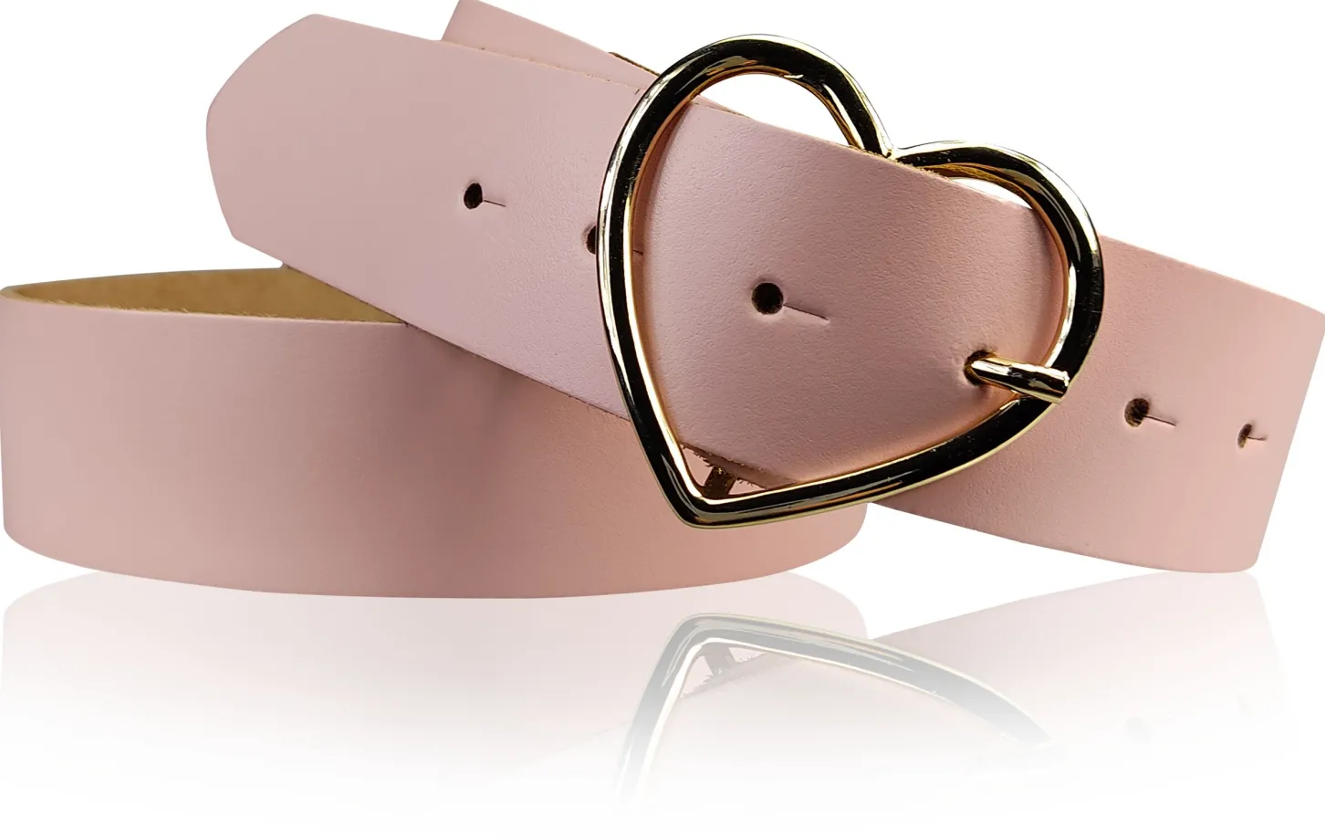GOLDHERZ Herz Damen Ledergürtel 3,5cm, goldene Herz Gürtelschnalle, echt Leder