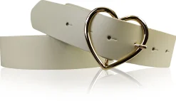 GOLDHERZ Herz Damen Ledergürtel 3,5cm, goldene Herz Gürtelschnalle, echt Leder