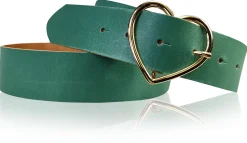 GOLDHERZ Herz Damen Ledergürtel 3,5cm, goldene Herz Gürtelschnalle, echt Leder