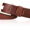 Gürtel mit Breitdornschnalle 4 cm Büffelleder, altsilber Optik
