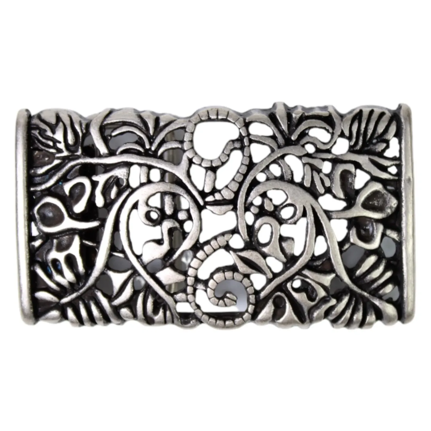 Gürtelschnalle florales Muster in silber für Damen 3 cm