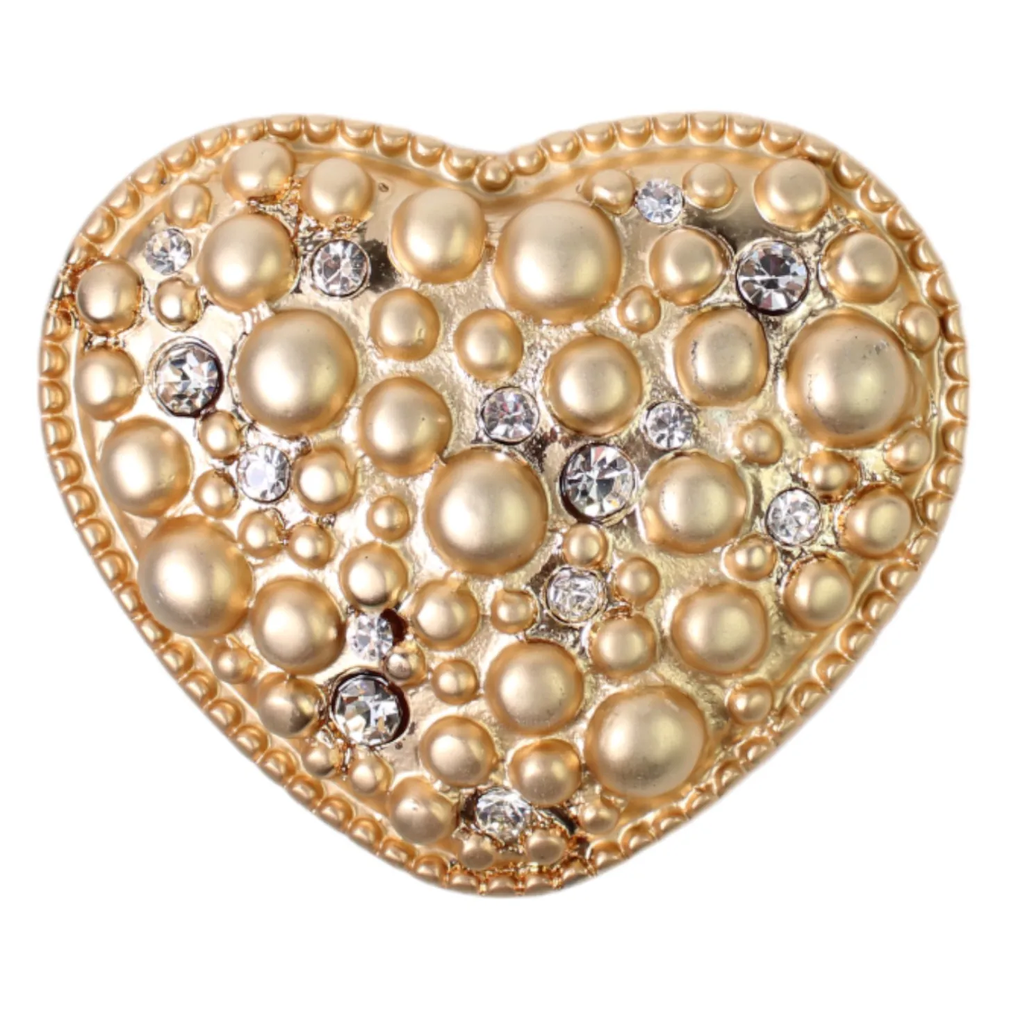 Gürtelschnalle Herz gold, Strass, Koppelschnalle Damen, 4 cm