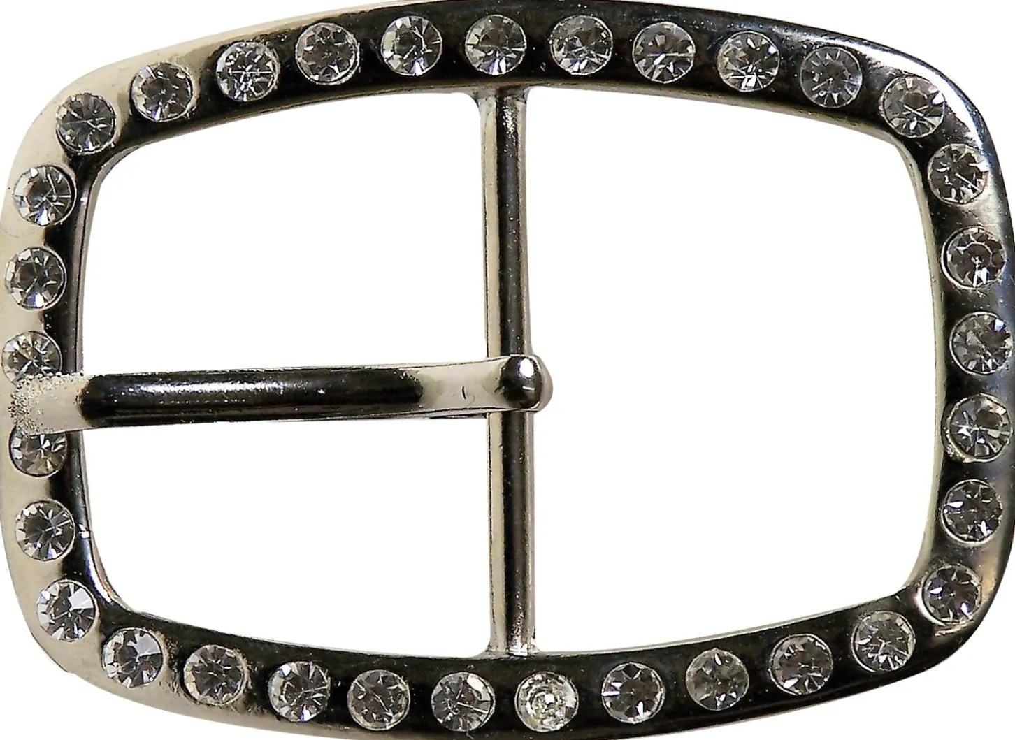 Gürtelschnalle in silber für Damen mit Strasssteinen verziert, 4 cm