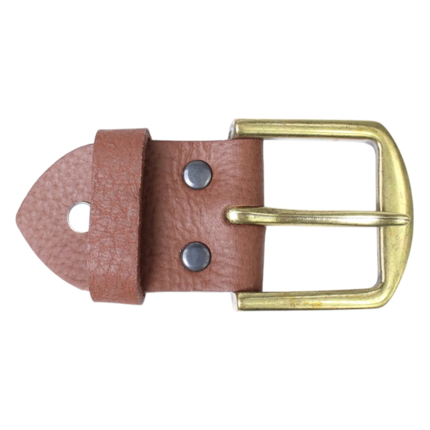 Gürtelschnalle inklusive Lederteil mit Schraube, 4 cm, messingfarben