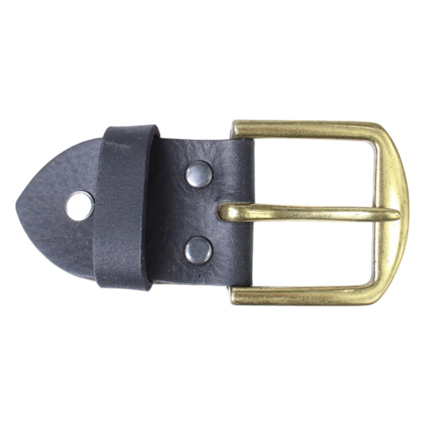Gürtelschnalle inklusive Lederteil mit Schraube, 4 cm, messingfarben