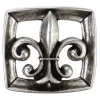 Gürtelschnalle mit französischer Lilie, altsilber, 4 cm Gürtelriemen