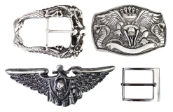 Gürtelschnallen Set mit 4 Gürtelschnallen, Koppelschnallen, Dornschnallen, silber