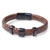 Herrenarmband aus Leder, schwarze Zierelemente, Verschluss Edelstahl