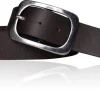 Herrengürtel 4 cm, Gürtelschnalle Gunmetal Optik, Büffelleder