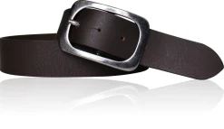Herrengürtel 4 cm, Gürtelschnalle Gunmetal Optik, Büffelleder