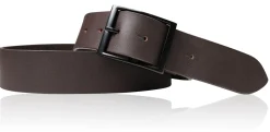 Herrengürtel 4 cm mit Doppelsteg Gürtelschnalle in schwarz, Büffelleder