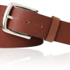 Herrengürtel 4 cm mit silbrig glänzender, massiver Metall Gürtelschnalle, Narbenleder