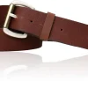 Herrengürtel 4 cm, Rollschnalle bicolor, Büffelleder