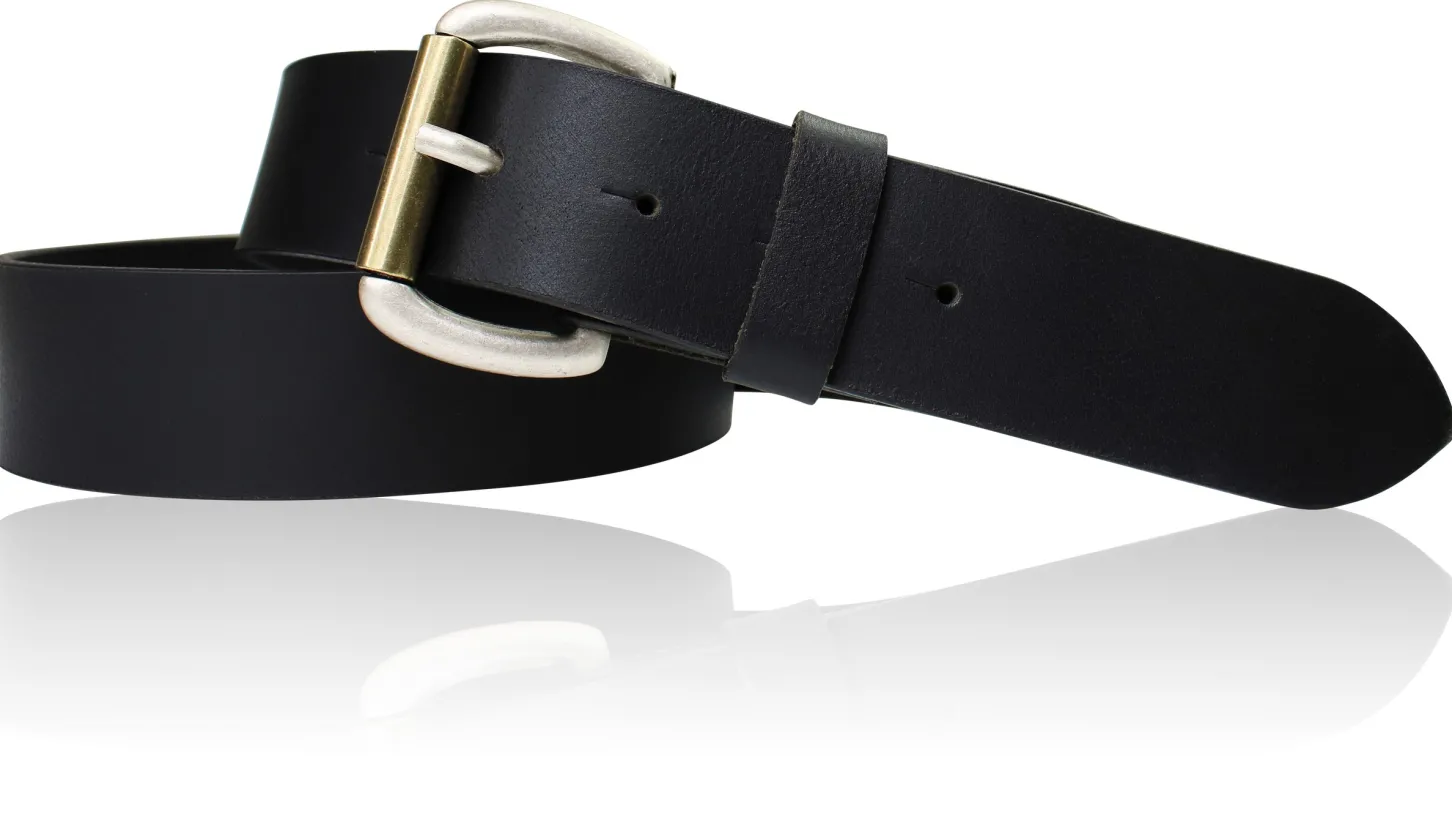 Herrengürtel 4 cm, Rollschnalle bicolor, Büffelleder