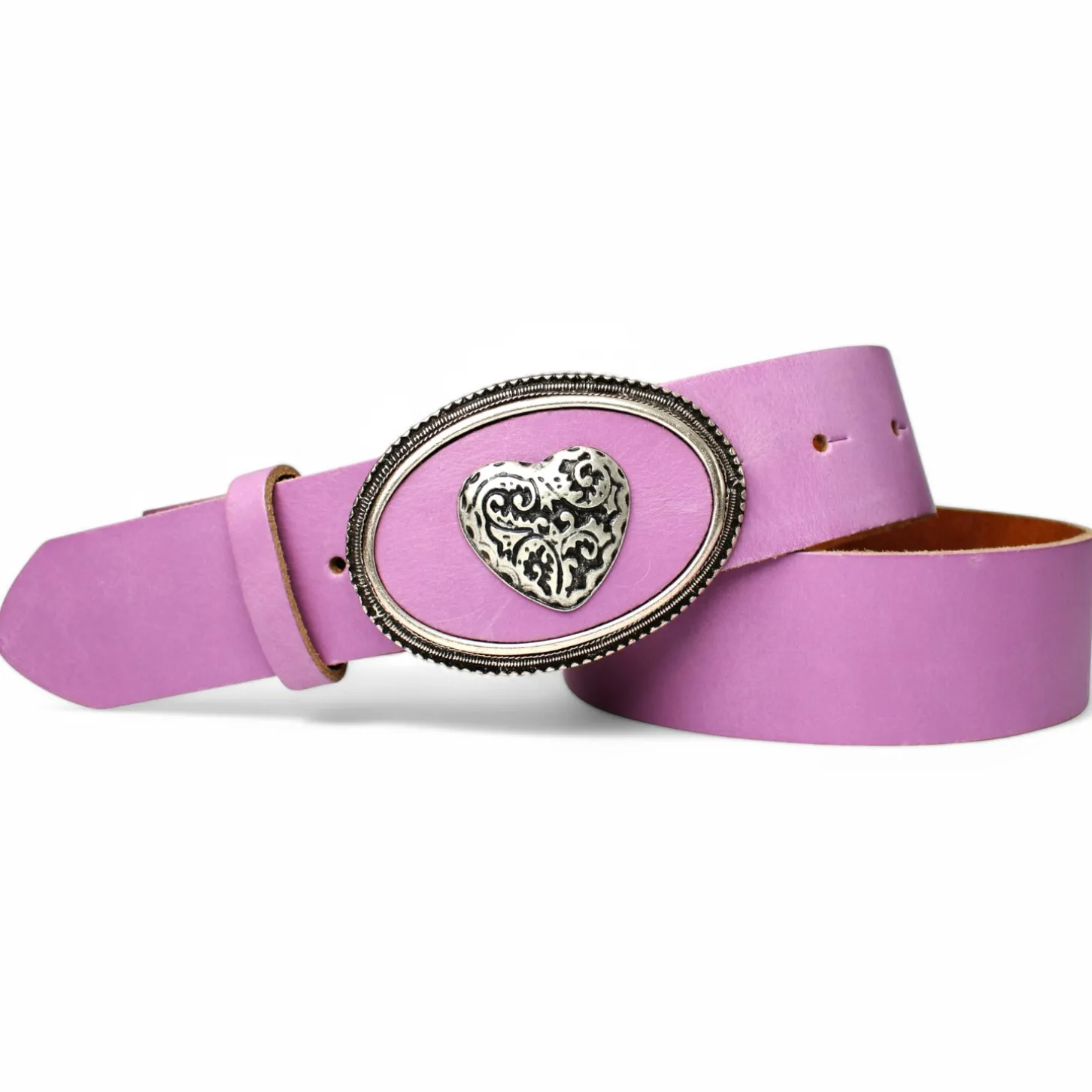 HERZSTÜCK Trachtengürtel für Damen, Gürtelschnalle mit Leder und Herzniete eingelegt