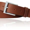 Hochwertiger Herrengürtel 3,5 cm mit verchromter Gürtelschnalle, Büffelleder