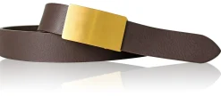 Hochwertiger Herrengürtel stufenlos, Edelstahlschnalle, mattgold, 3,5 cm