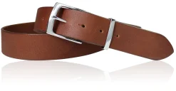 Hochwertiger Herrengürtel 4 cm mit massiver Messing Gürtelschnalle verchromt, Büffelleder