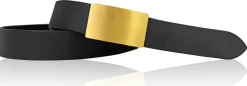 Hochwertiger Herrengürtel stufenlos, Edelstahlschnalle, mattgold, 3,5 cm