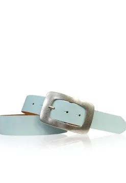 ILIANA: Damen Ledergürtel 4 cm mit großer Gürtelschnalle in altsilber Optik