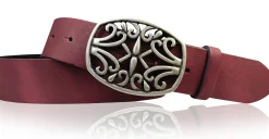 IVY: schöner Damen Ledergürtel 4 cm, echt Ledergürtel, floraler Gürtelschnalle