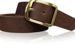 Jeansgürtel aus echtem Leder mit messing farbener Gürtelschnalle