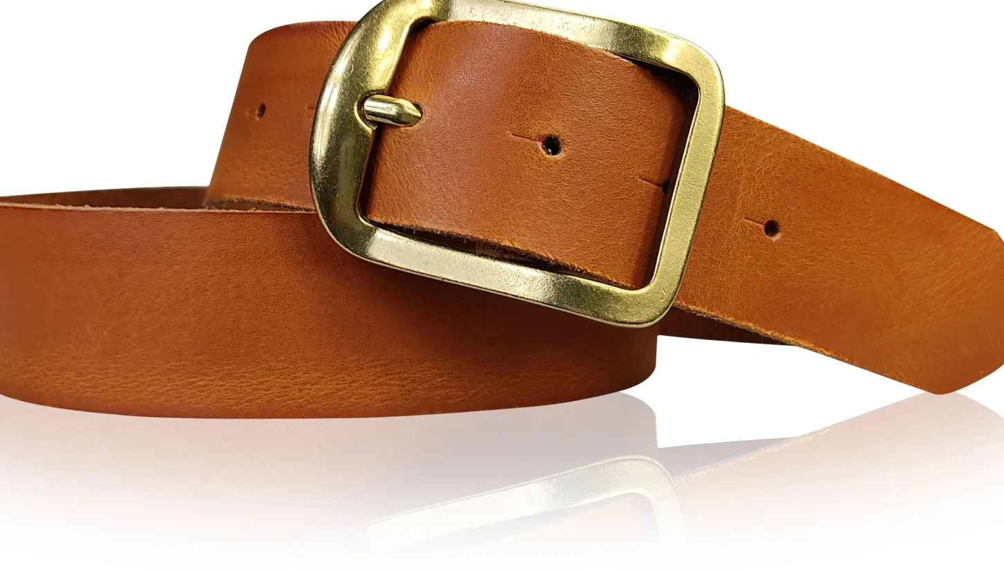 Jeansgürtel aus echtem Leder mit messing farbener Gürtelschnalle