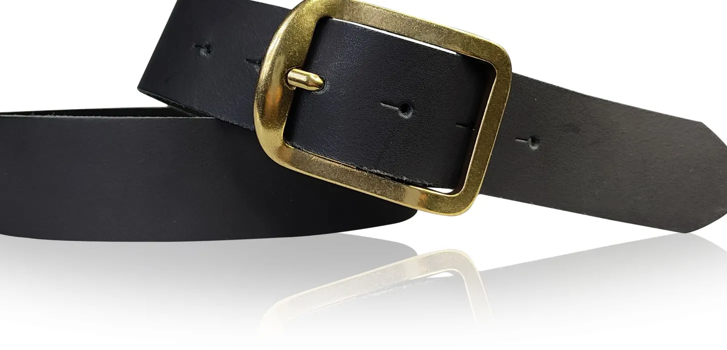 Jeansgürtel aus echtem Leder mit messing farbener Gürtelschnalle