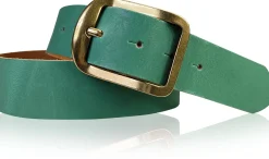 Jeansgürtel aus echtem Leder mit messing farbener Gürtelschnalle