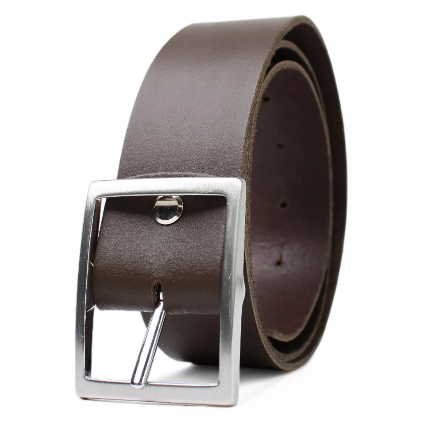 JEDEN TAG-LEDERGÜRTEL 3,8 cm breit, kürzbar, silberne rechteckige Gürtelschnalle, extra Edelstahlschraube