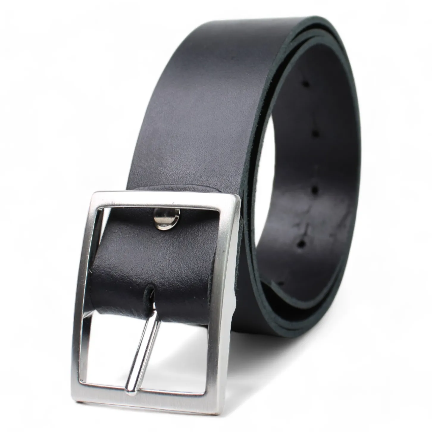 JEDEN TAG-LEDERGÜRTEL 3,8 cm breit, kürzbar, silberne rechteckige Gürtelschnalle, extra Edelstahlschraube